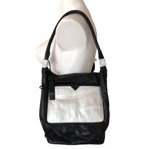 NWT Latico Leather black white color block Dee Dee shoulder bag